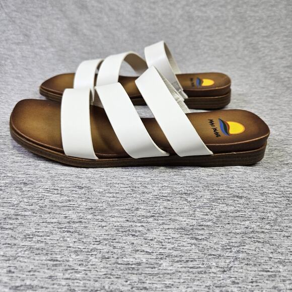 Maui Island Kona Sandals Womens White Strappy Wedge Vacation Beach Square Toe 7 - Picture 5 of 12